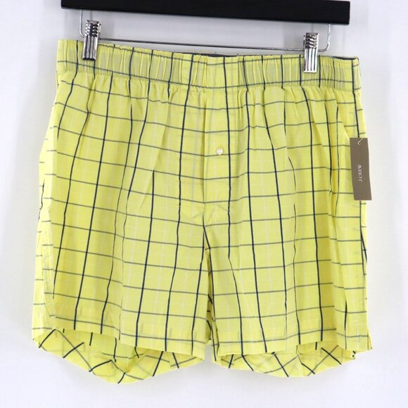 J. Crew Patterened Boxer Mens Yellow Relaxed Resort Beach Vacation Sleepwear NWT - Picture 1 of 9